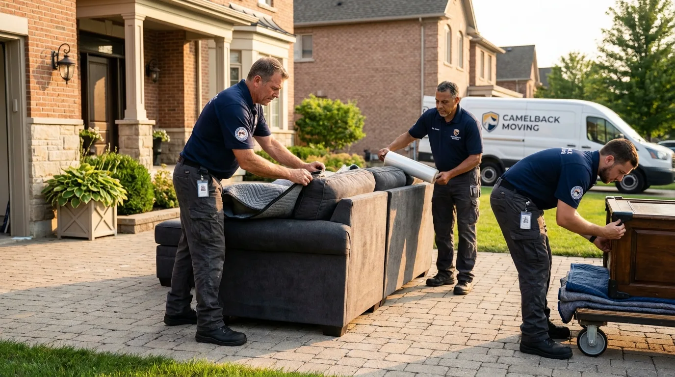 Large estate moving crew wrapping furniture in San Juan, TX